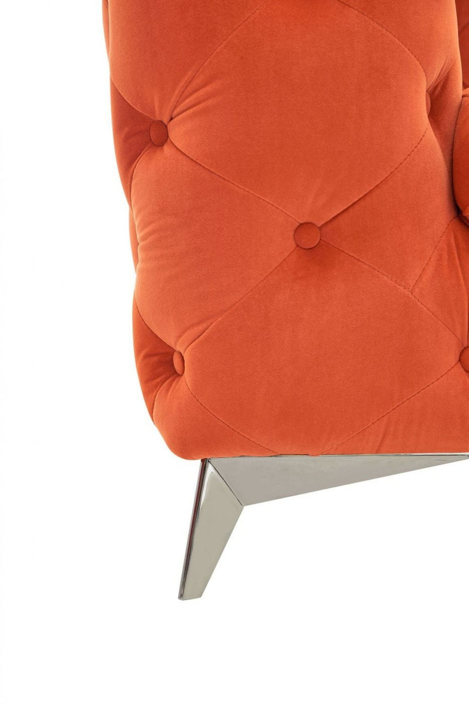 Velvet And Silver Solid Color Chesterfield Chair 50" - Orange