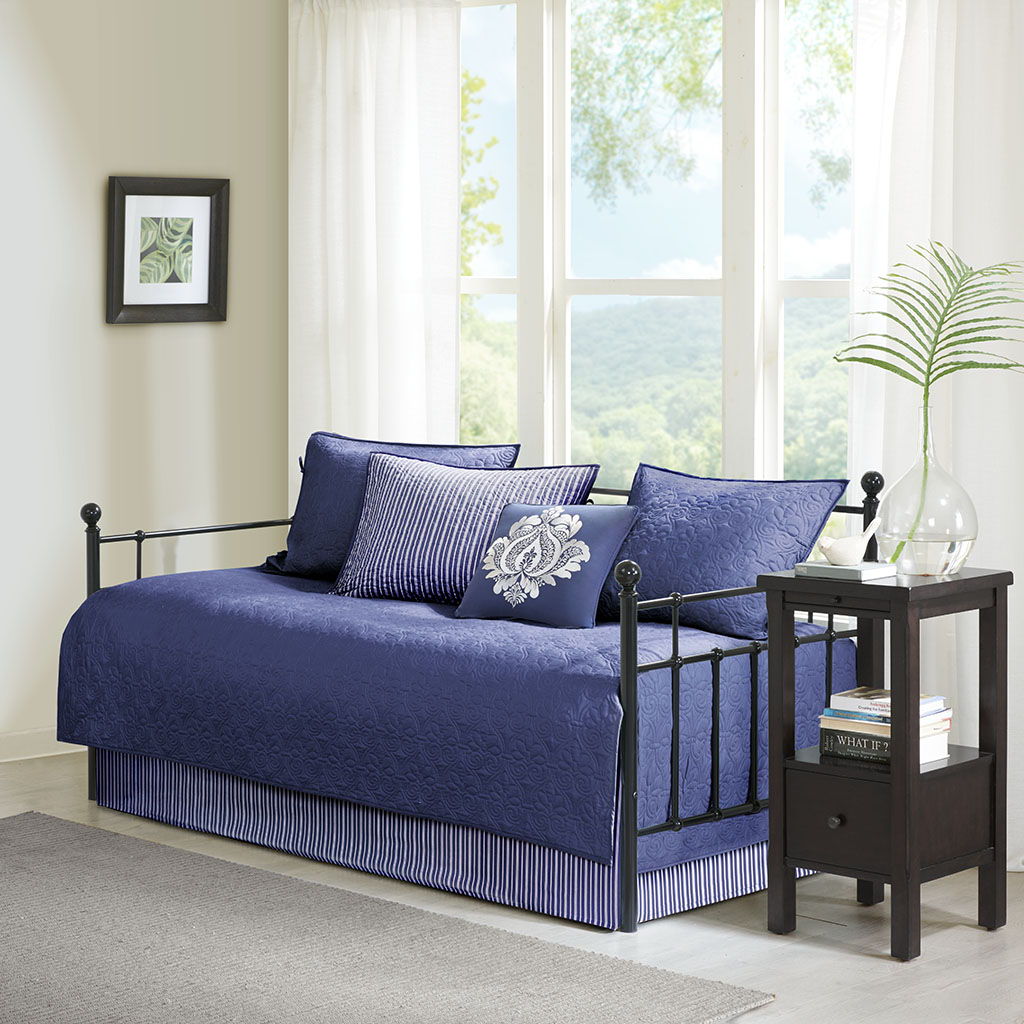 Quebec - Twin Reversible Daybed Cover (Set of 6) - Navy