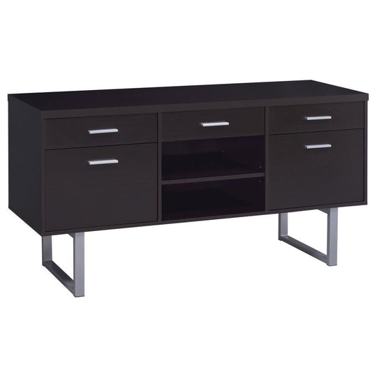 Lawtey - 5-Drawer Home Office Storage Credenza - Cappuccino by CoasterEveryday | Bel Furniture