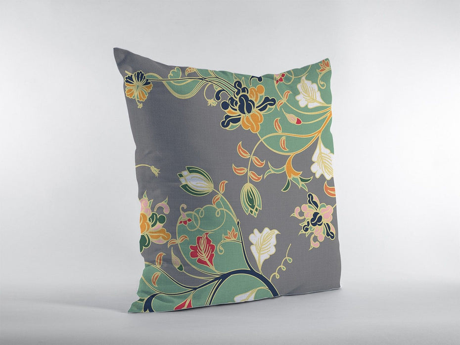 Garden Decorative Suede Throw Pillow - Green Gray