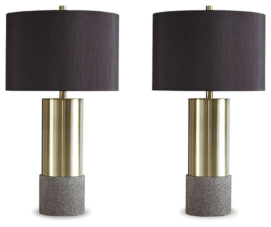 Jacek - Metal Table Lamp Dark Gray 2 Pieces by Signature Design by Ashley® | Bel Furniture