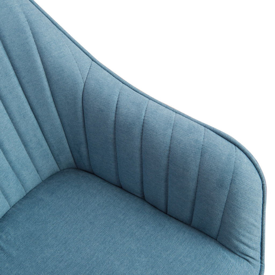 Fabric And Natural Swivel Accent Arm Chair 23" - Blue