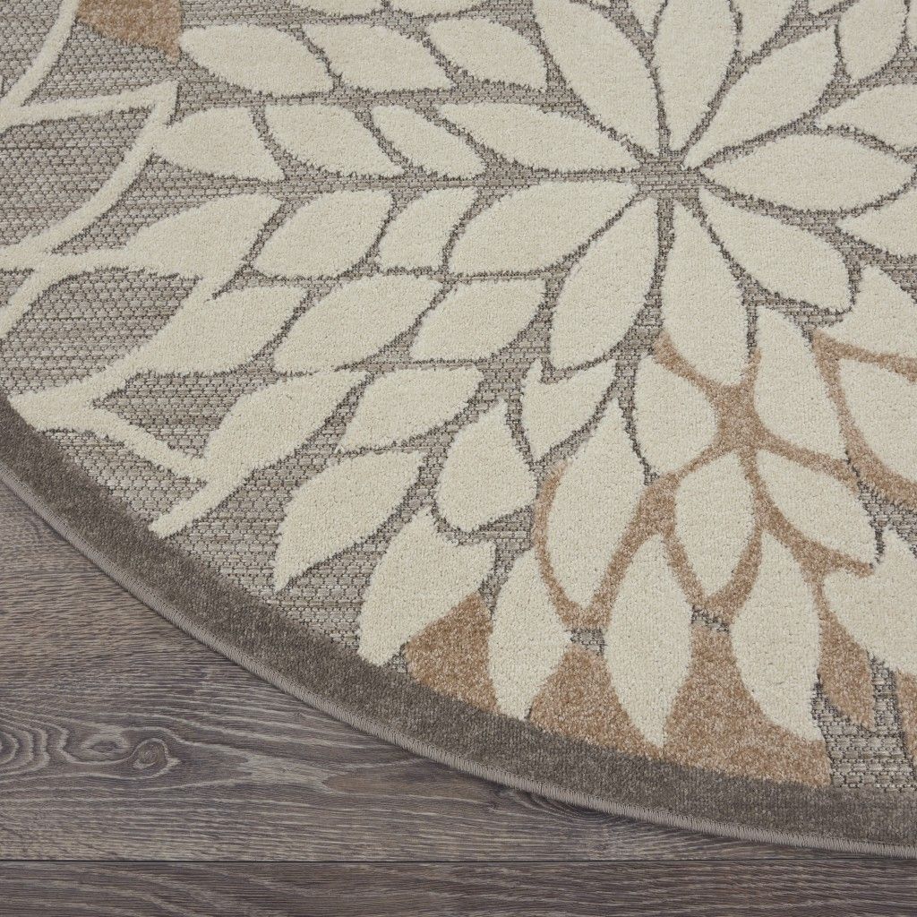 Indoor Outdoor Area Rug - Natural And Gray - 4’ Round