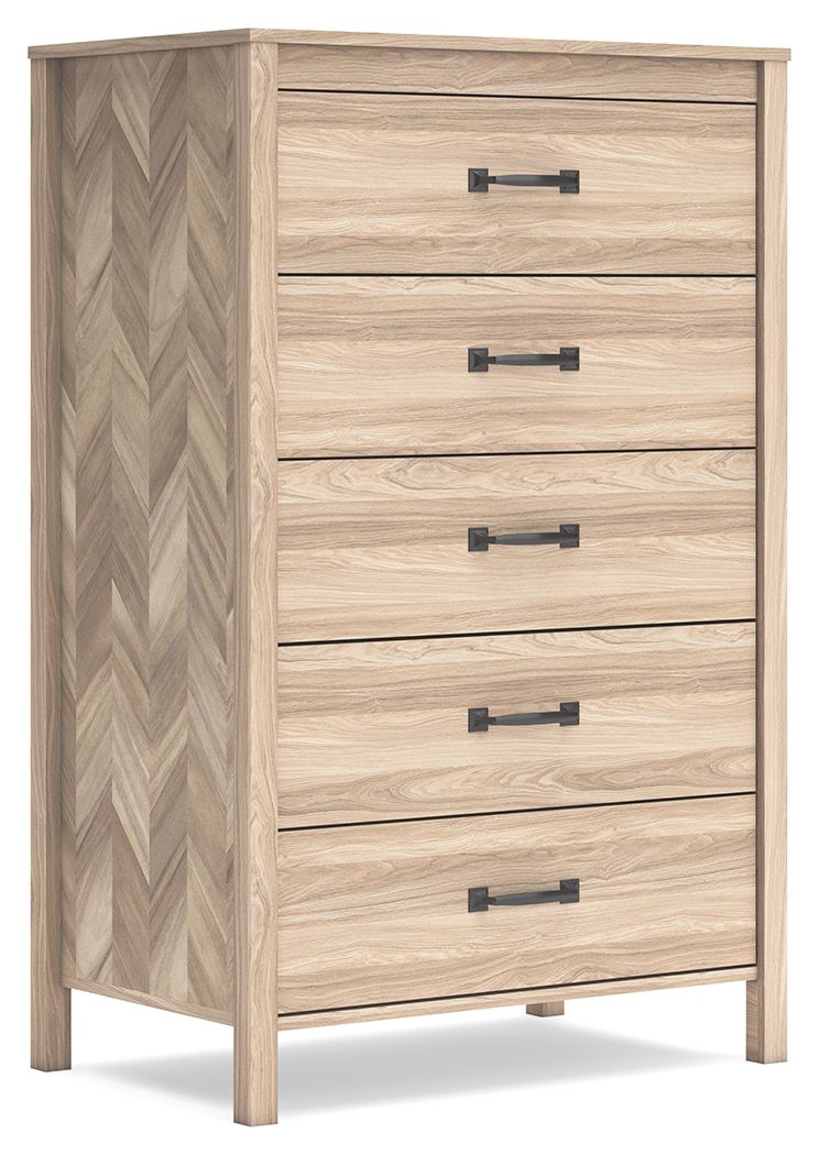 Battelle - Tan - Five Drawer Chest by Signature Design by Ashley® | Bel Furniture