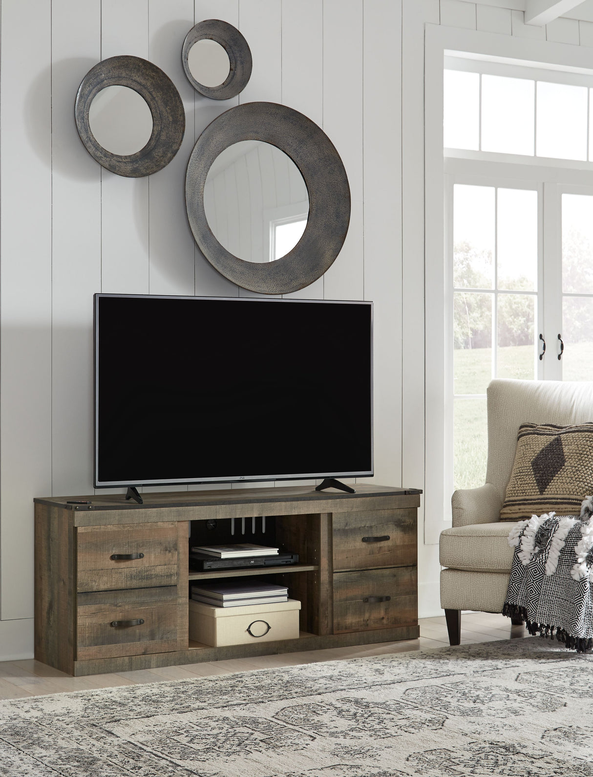 Trinell - TV Stand Dark Brown 60''W x 15''D x 25''H by Signature Design by Ashley® | Bel Furniture