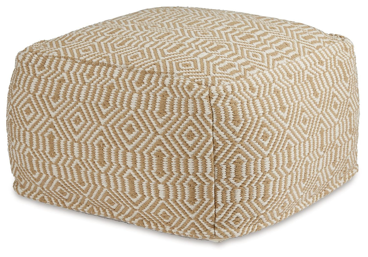 Adamont - Tan / Ivory - Pouf by Signature Design by Ashley® | Bel Furniture