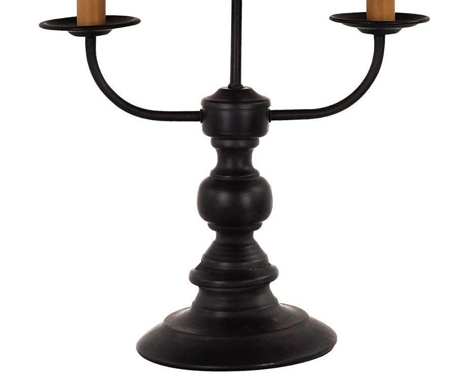 Three Light Standard Table Lamp With White Shade - Black - Metal