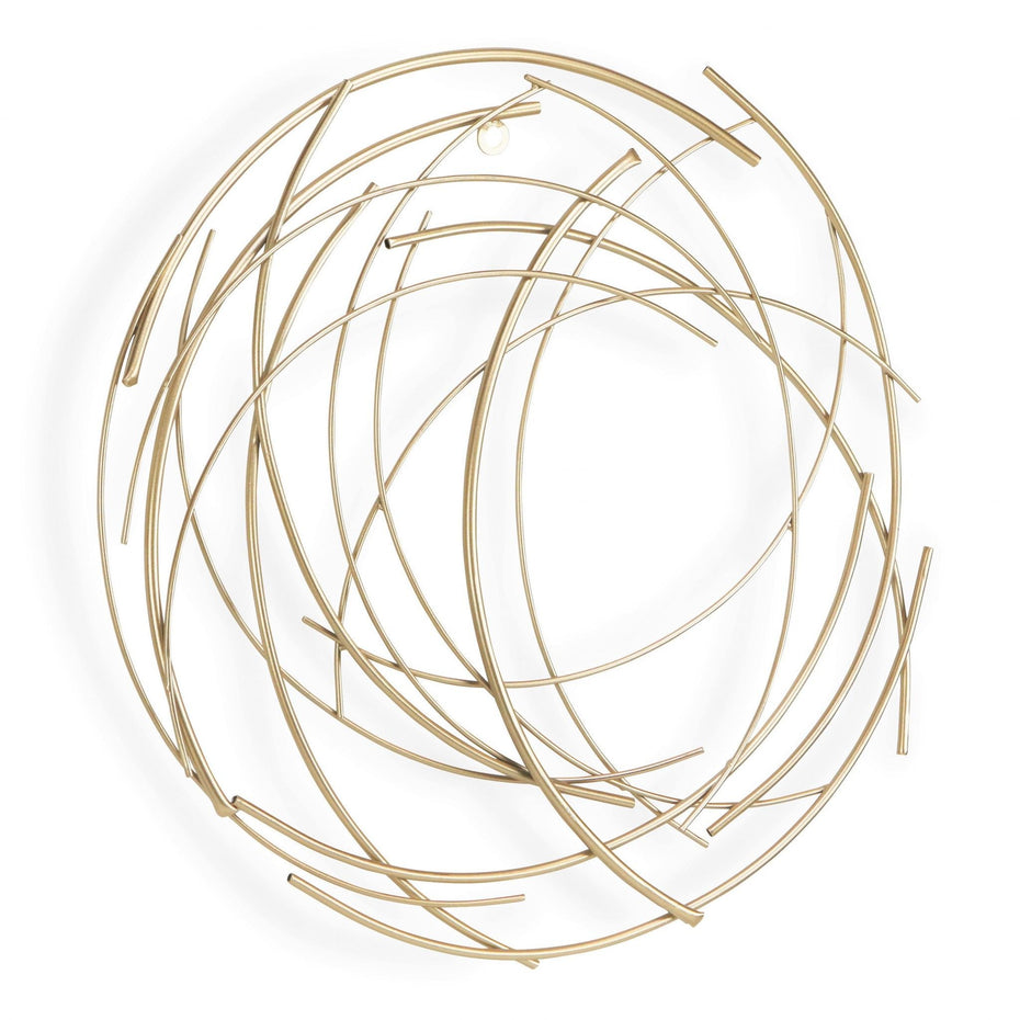 Abstract Round Hanging Wall Art Decor - Gold - Metal