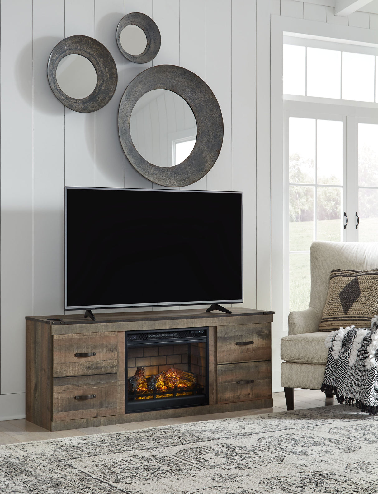 Trinell - Brown - TV Stand With Electric Fireplace by Signature Design by Ashley® | Bel Furniture