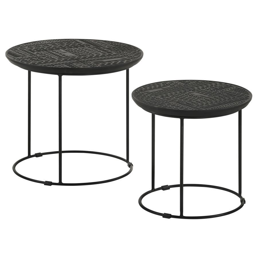 Loannis - 2 Piece Round Mango Wood Nesting Table - Matte Black by CoasterEssence | Bel Furniture