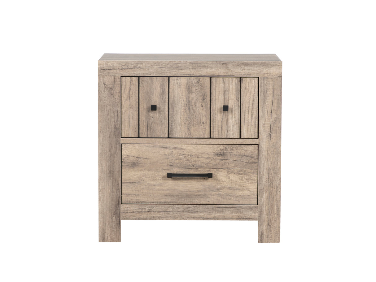 Modern Rustic 2-Drawer Nightstand with Distressed Wood Finish by Mollai Collections | Bel Furniture