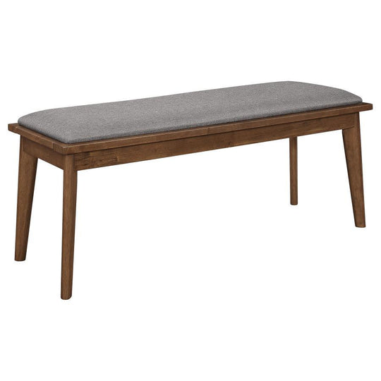 Alfredo - Upholstered Dining Bench - Gray And Natural Walnut by CoasterEveryday | Bel Furniture