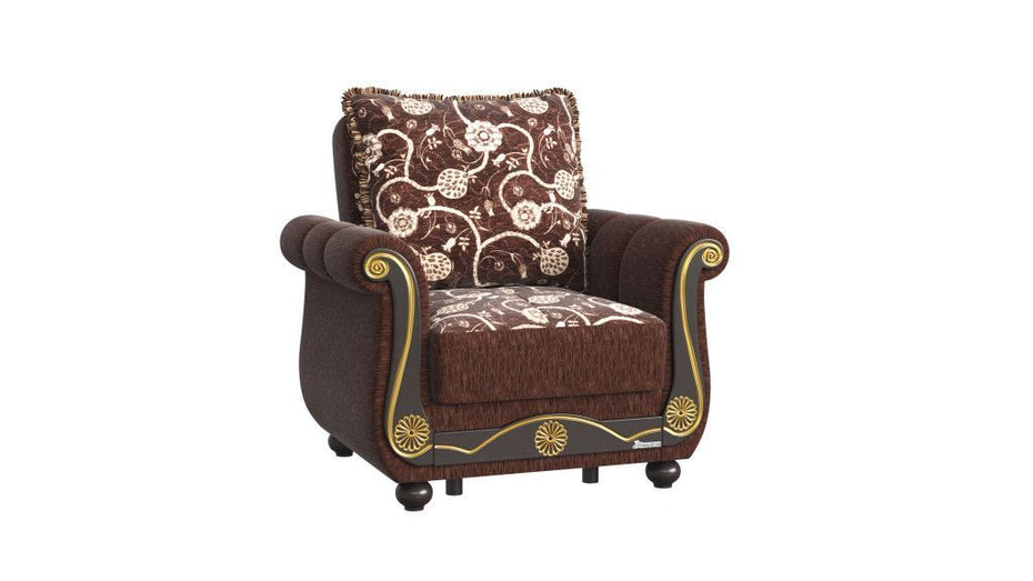 Chenille Paisley Convertible Chair 39" - Brown
