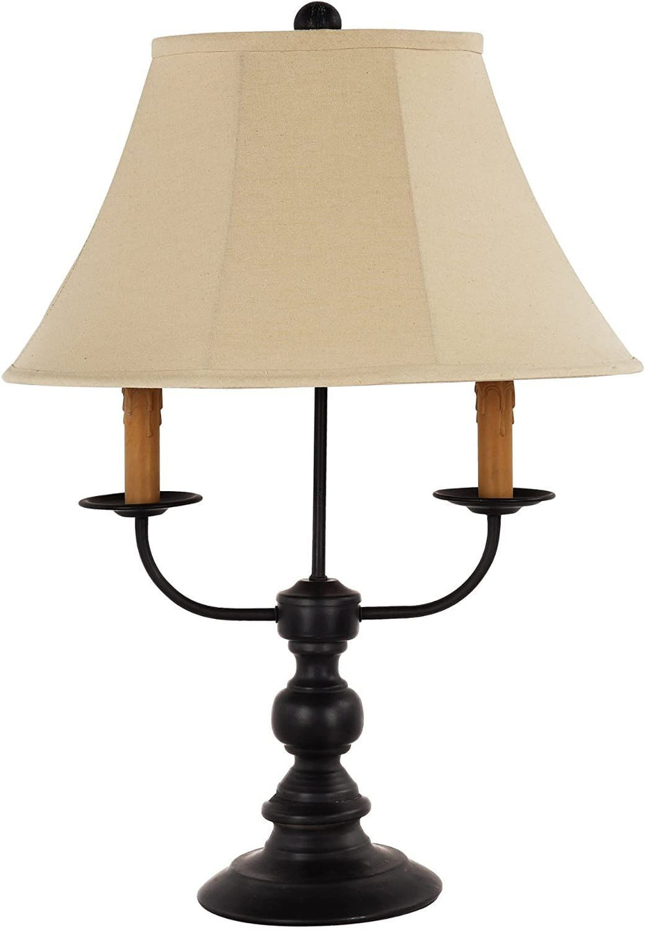 Three Light Standard Table Lamp With White Shade - Black - Metal