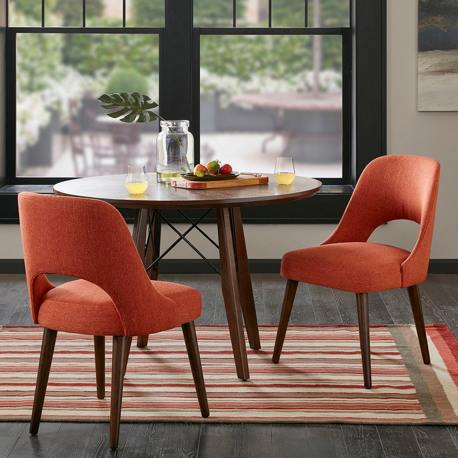 Nola - Dining Side Chair (Set of 2) - Orange / Dark Brown