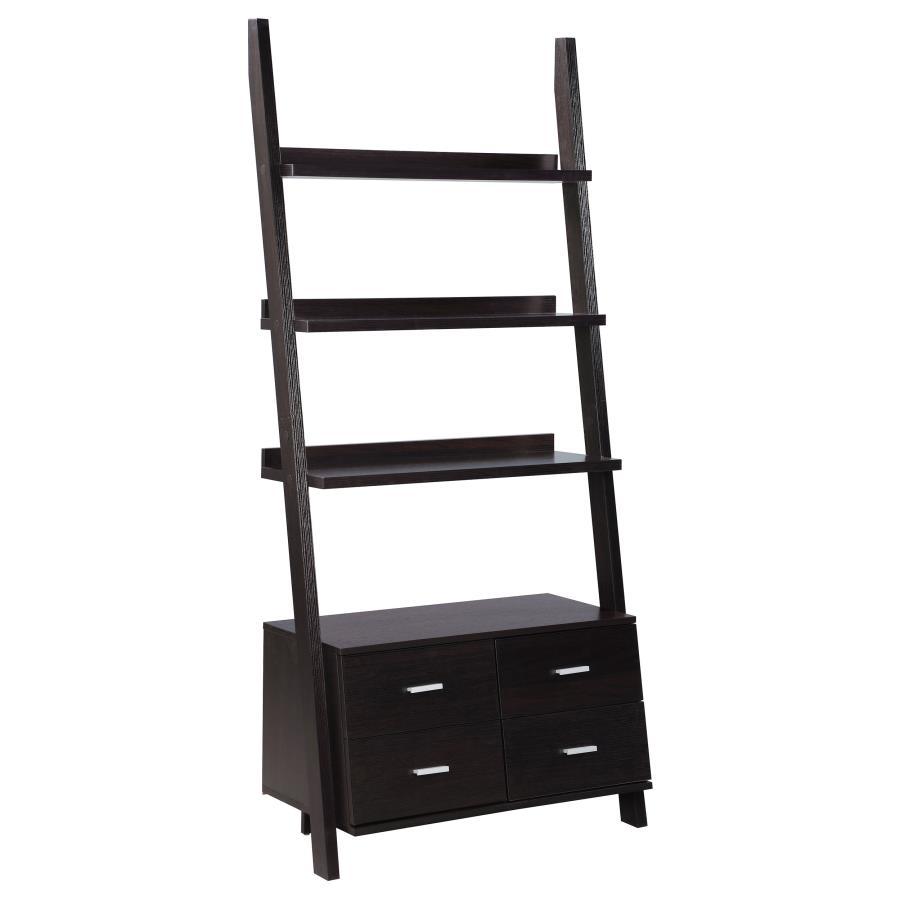 Colella - 5-Shelf Storage Ladder Bookshelf - Cappuccino by CoasterEveryday | Bel Furniture