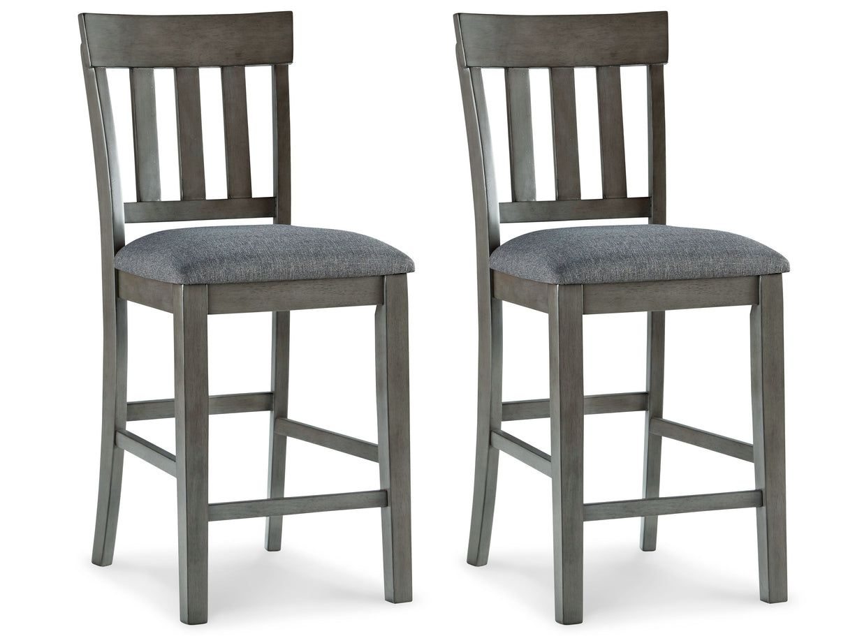 Hallanden - Black / Gray - Upholstered Barstool (Set of 2) by Signature Design by Ashley® | Bel Furniture