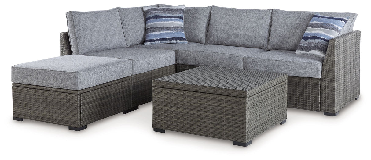 Petal Road - Gray - Loveseat Sectional, Ottoman, Table Set (Set of 4) by Signature Design by Ashley® | Bel Furniture