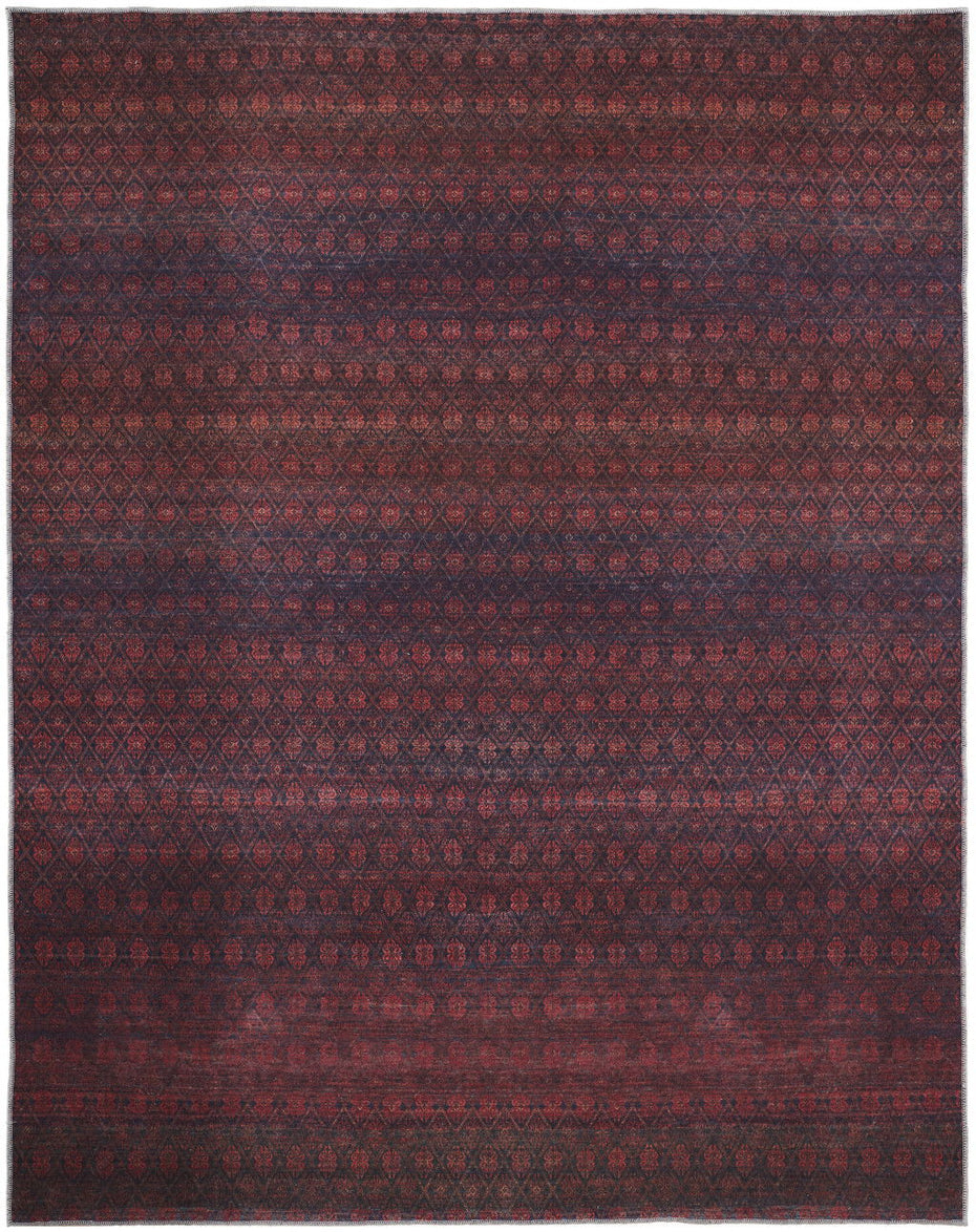 Striped Power Loom Area Rug - Red And Gray - 2' X 3'