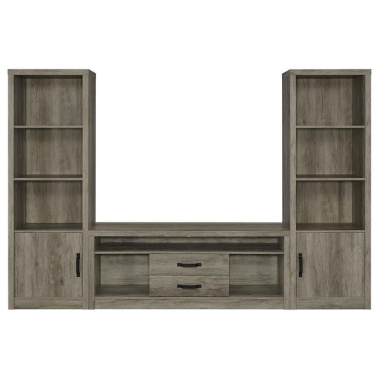 Burke - 3 Piece TV Entertainment Center - Gray Driftwood by Coaster Fine Furniture | Bel Furniture