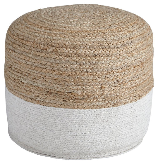 Sweed - Round - Pouf White by Signature Design by Ashley® | Bel Furniture