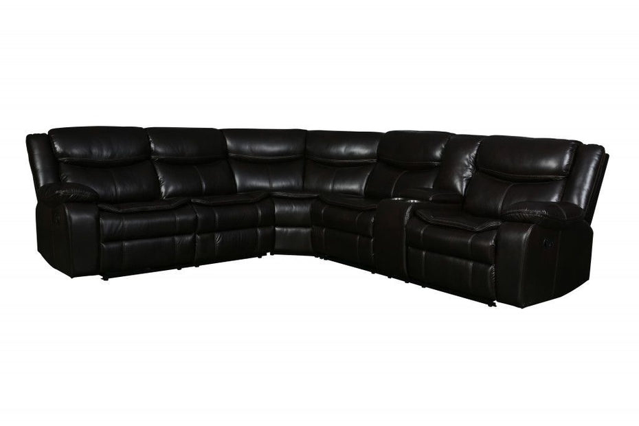 Espresso Brown Faux Leather Reclining Sectional Sofa