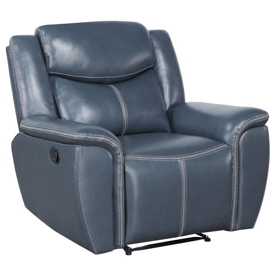 Sloane - Upholstered Padded Arm Recliner Chair - Blue by Coaster Fine Furniture | Bel Furniture