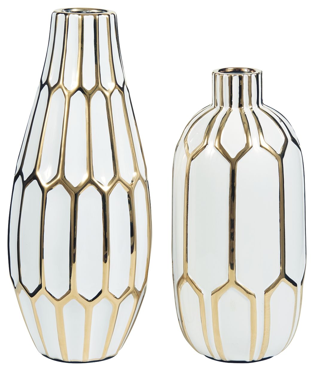 Mohsen - Gold Finish / White - Vase Set (Set of 2) by Signature Design by Ashley® | Bel Furniture