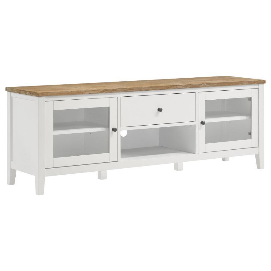 Hollis - 2 Door Wood TV Stand With Drawer - Brown And White by Coaster Fine Furniture | Bel Furniture