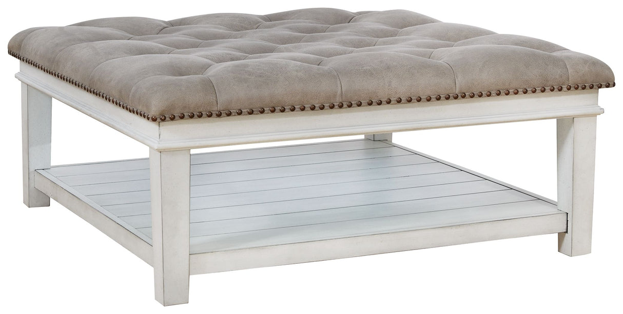 Kanwyn - Whitewash - Uph Ottoman Cocktail Table by Signature Design by Ashley® | Bel Furniture
