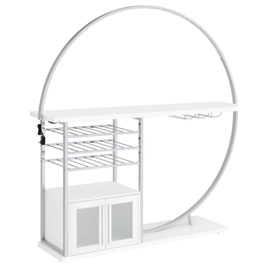 Risley - 2-Door Circular LED Home Bar With Wine Storage White by Coaster Fine Furniture | Bel Furniture