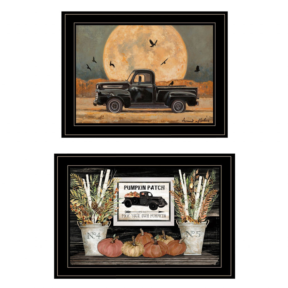 Harvest Moon 2 Framed Print Wall Art (Set of 2) - Black