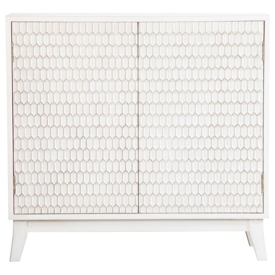 Gambon - 2 Door Wood Honeycomb Pattern Accent Cabinet - White by CoasterElevations | Bel Furniture