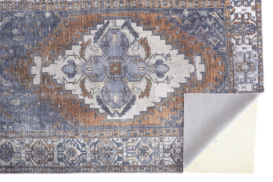 Floral Area Rug - Blue Ivory And Brown - 2' X 3'