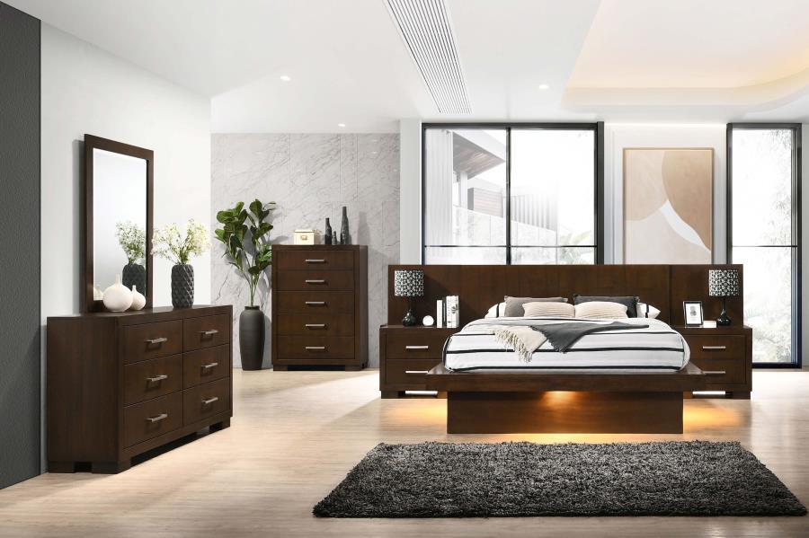 Jessica - Bedroom Set With LED Dark Brown 5 Pc. Bed, Dresser, Mirror, 2 Nightstands King by CoasterEssence | Bel Furniture