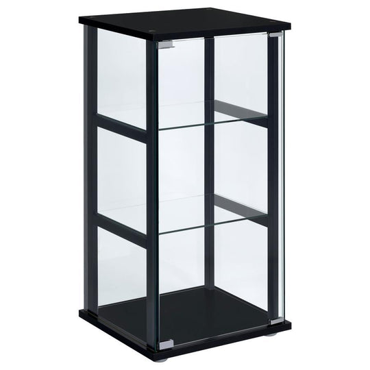 Cyclamen - 3-Shelf Clear Glass Curio Display Cabinet - Black by CoasterEveryday | Bel Furniture