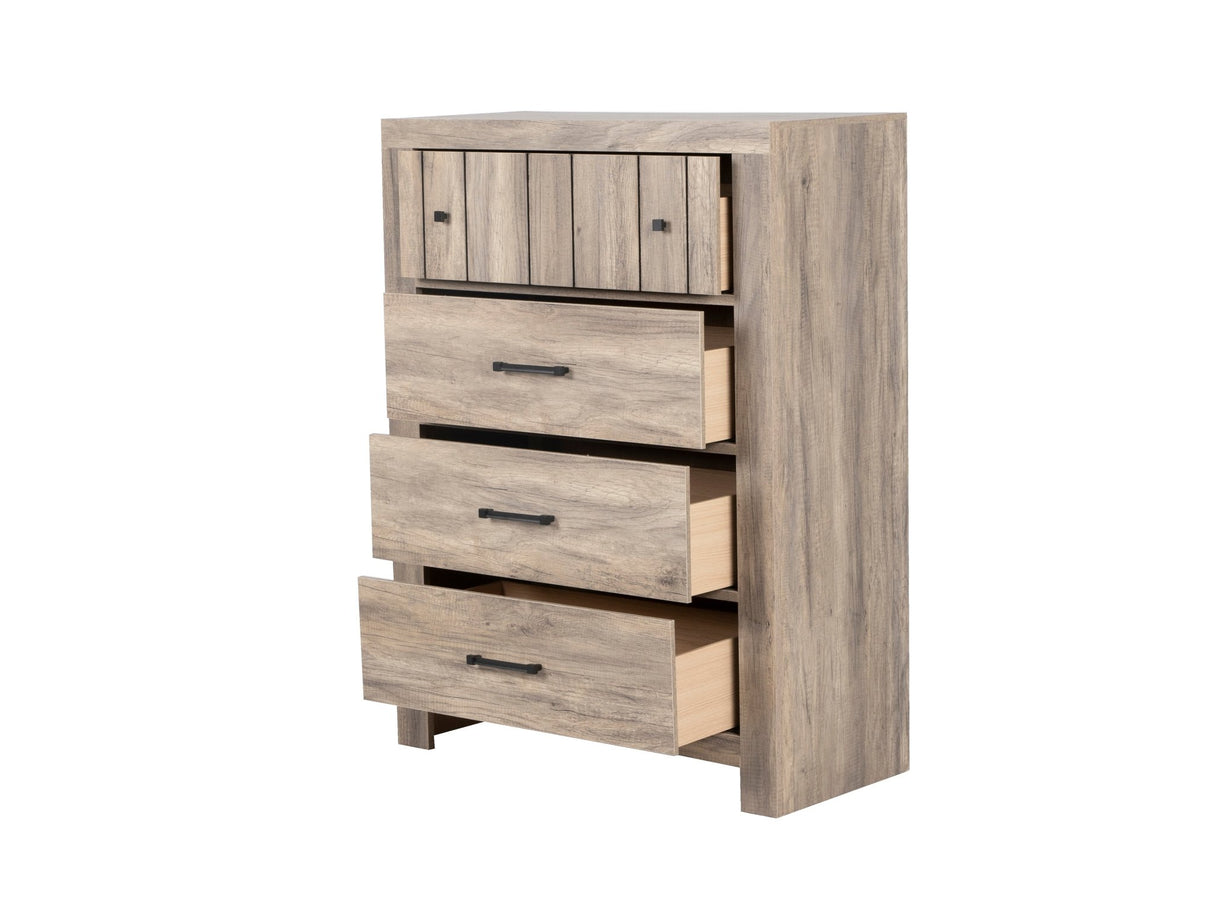 Modern Rustic 5-Drawer Chest with Distressed Wood Finish by Mollai Collections | Bel Furniture