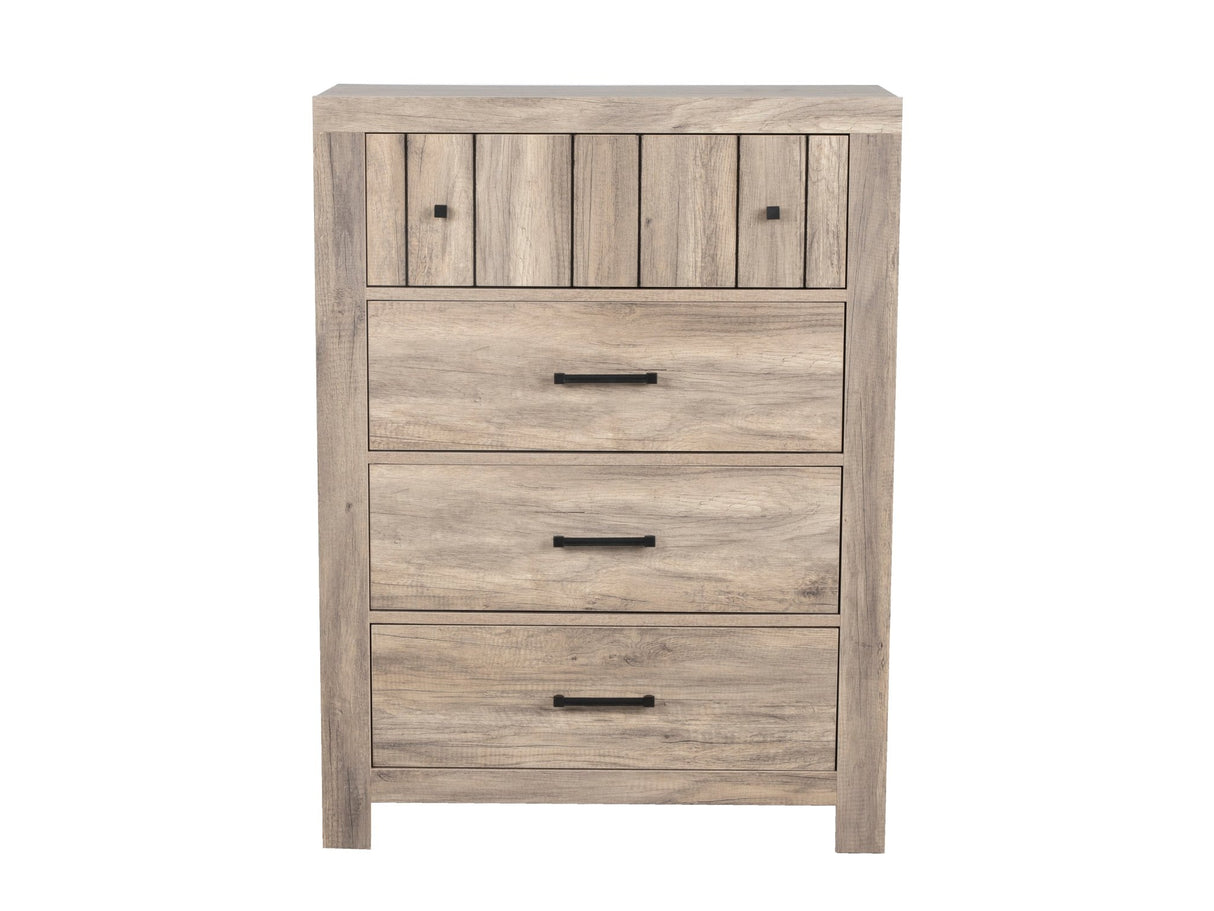 Modern Rustic 5-Drawer Chest with Distressed Wood Finish by Mollai Collections | Bel Furniture
