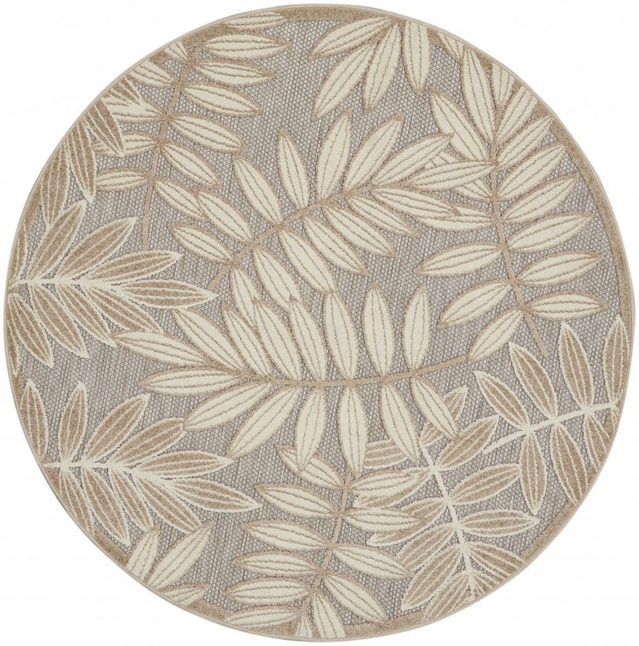 Leaves Indoor Outdoor Area Rug - Natural - 4’ Round