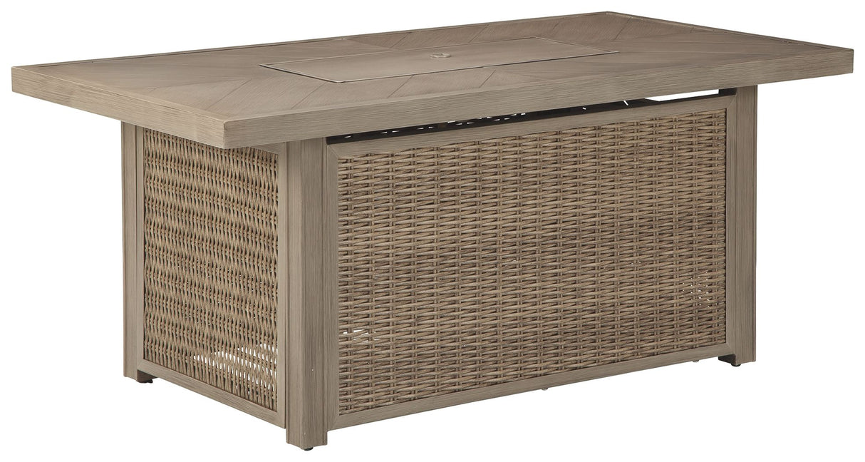 Beachcroft - Rectangular Fire Pit Table Beige by Signature Design by Ashley® | Bel Furniture