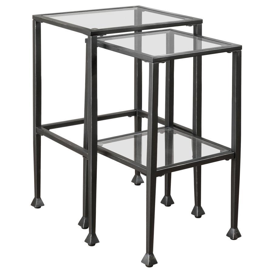 Leilani - 2 Piece Glass Top Nesting Table Set - Black by CoasterEssence | Bel Furniture