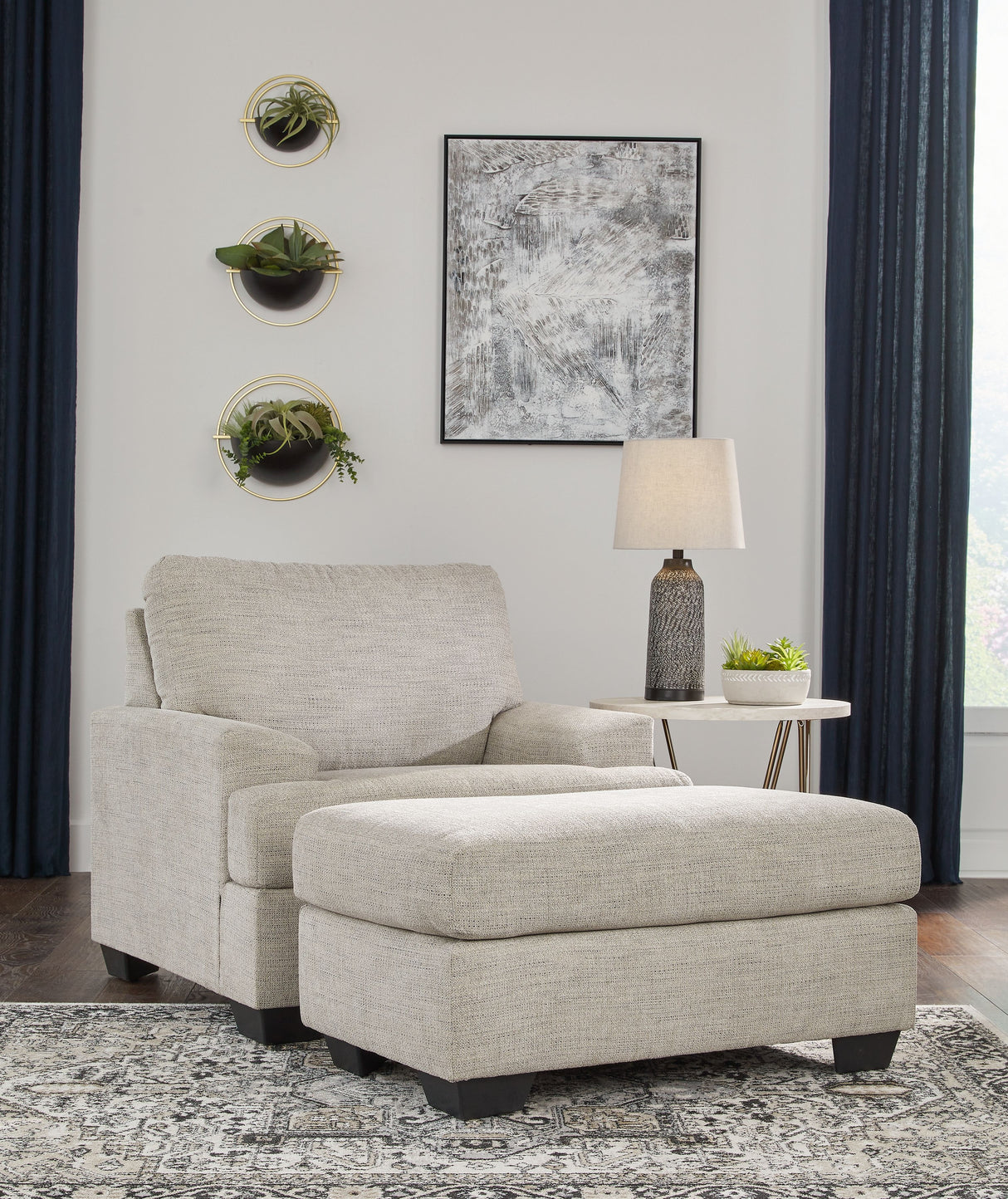 Vayda - Living Room Set Pearl Silver 2 Pc. Chair, Ottoman by Signature Design by Ashley® | Bel Furniture