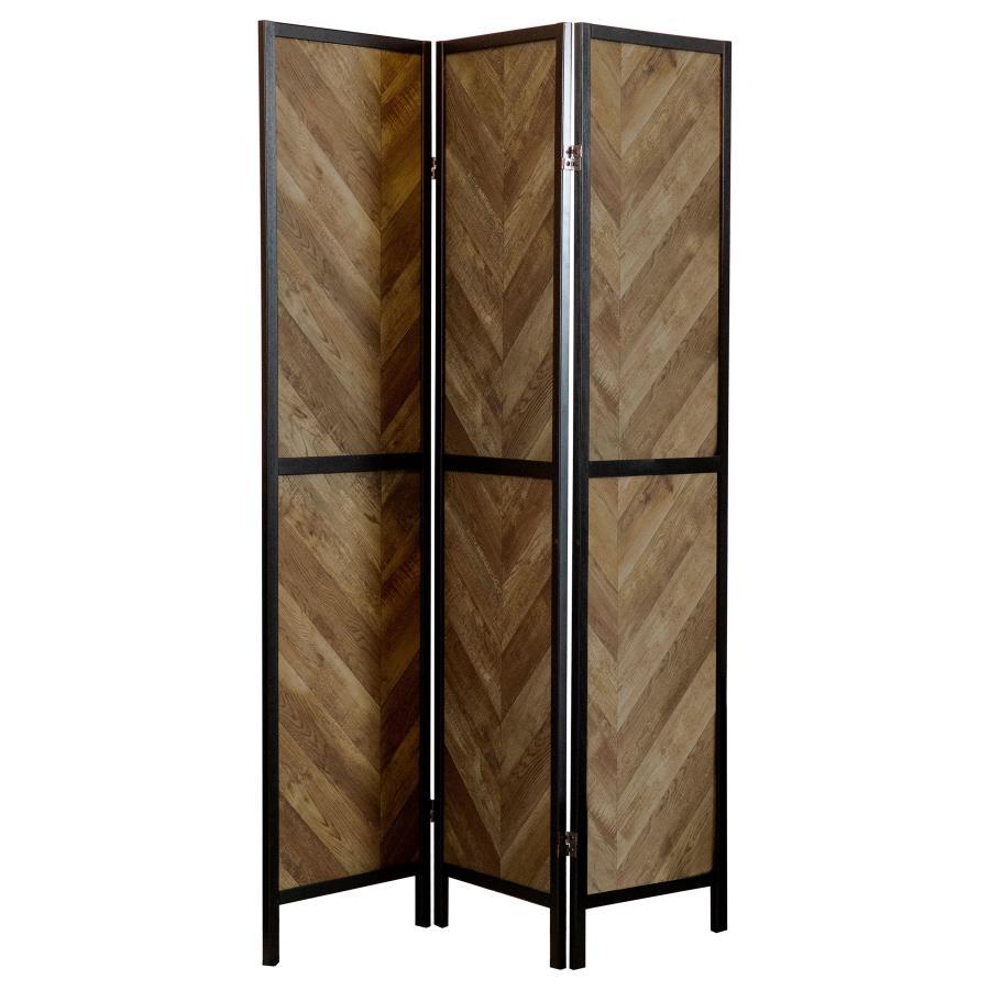 Marlene - 3-Panel Room Divider Folding Screen - Rustic Tobacco by CoasterEveryday | Bel Furniture