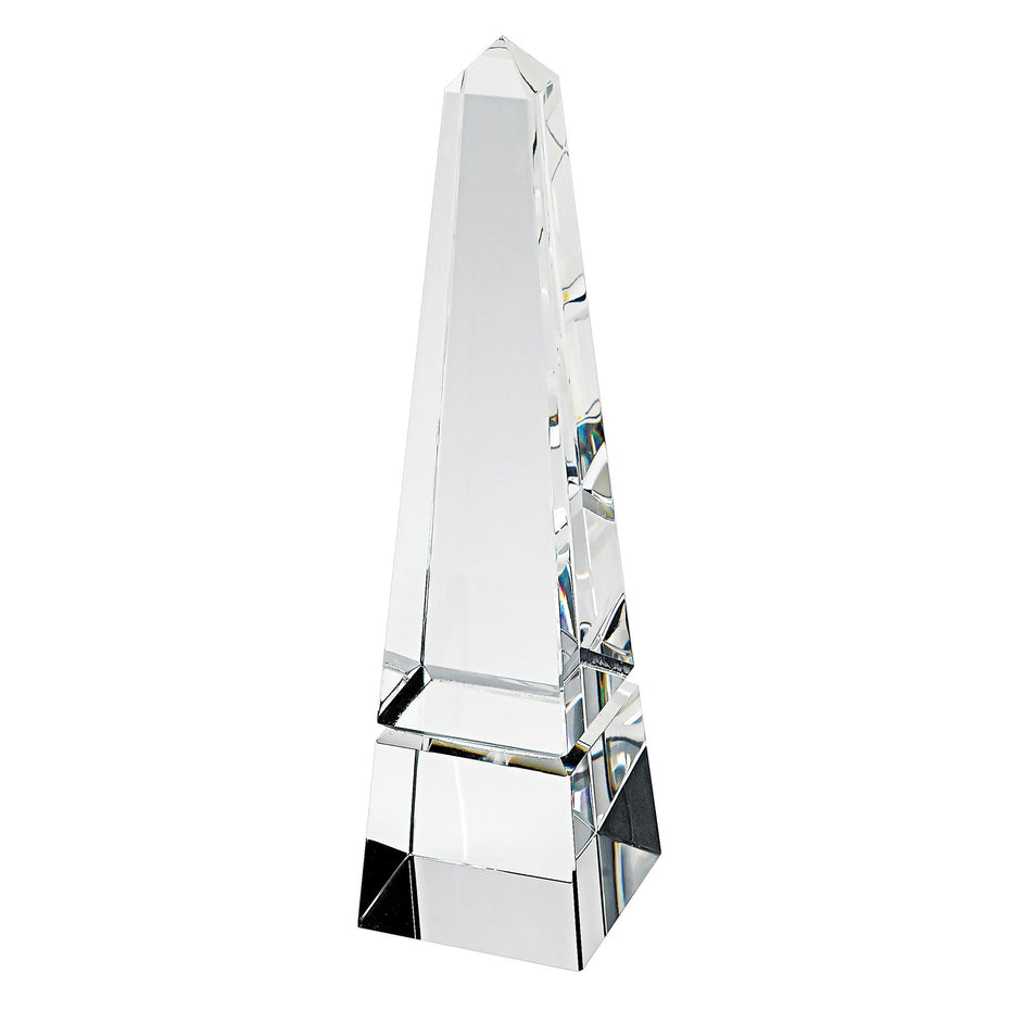 Hand Crafted Crystal Obelisk - Pearl Silver