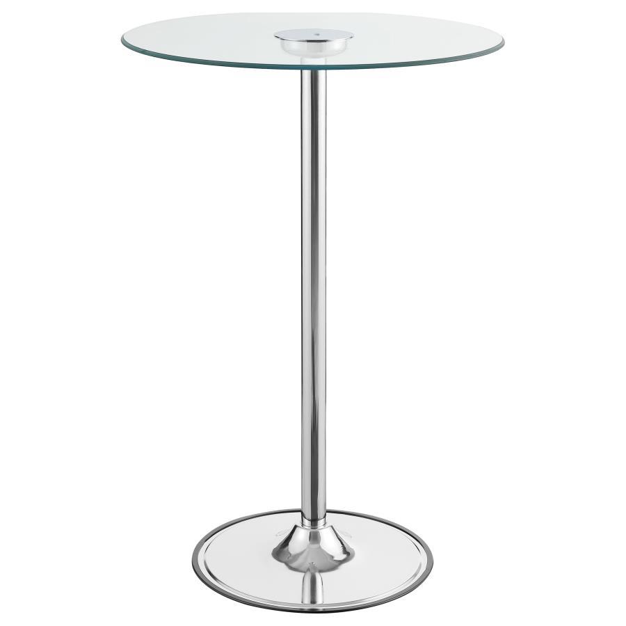 Thea - Round Glass Top LED Bistro Bar Table - Chrome by CoasterEssence | Bel Furniture