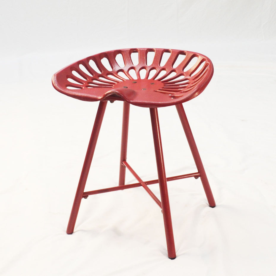 Backless Stool 18" - Red - Metal