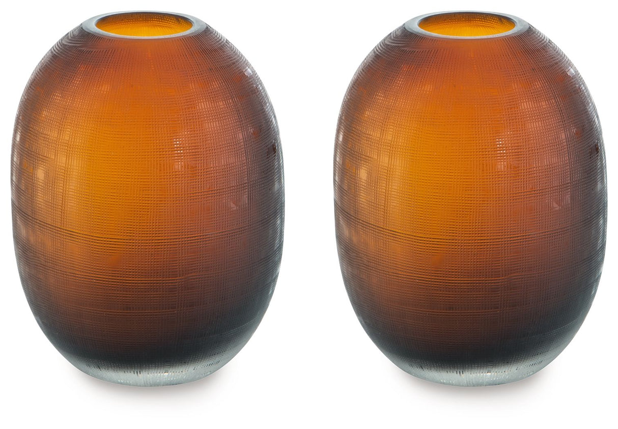 Embersen - Vase Dark Brown 6''W x 6''D x 8''H 2 Pieces by Signature Design by Ashley® | Bel Furniture