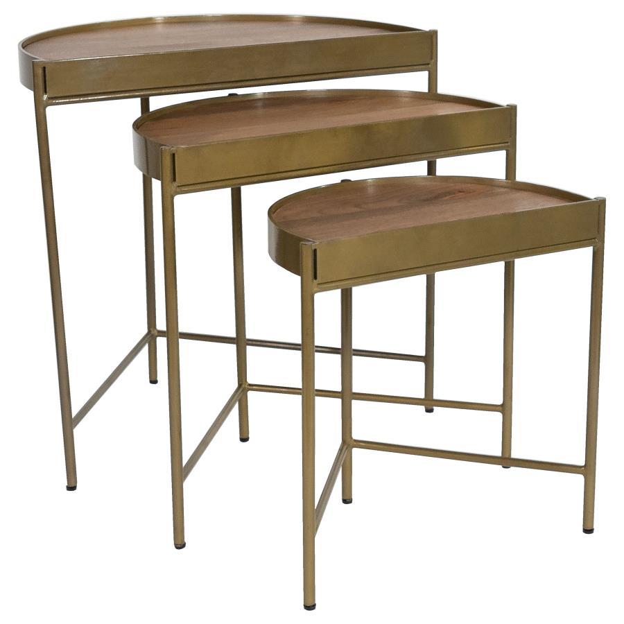 Tristen - 3 Piece Demilune Nesting Table - Brown And Gold by Coaster Fine Furniture | Bel Furniture