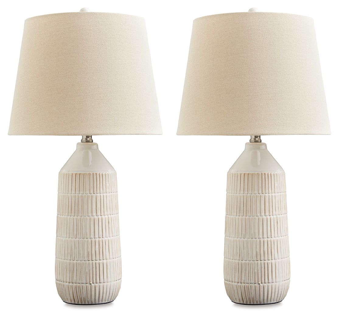 Willport - Off White - Ceramic Table Lamp (Set of 2) by Signature Design by Ashley® | Bel Furniture