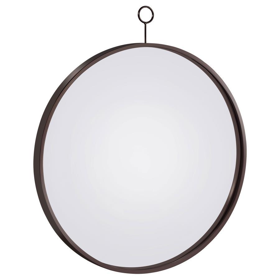 Gwyneth - Round Wall Mirror - Black Nickel by CoasterEveryday | Bel Furniture